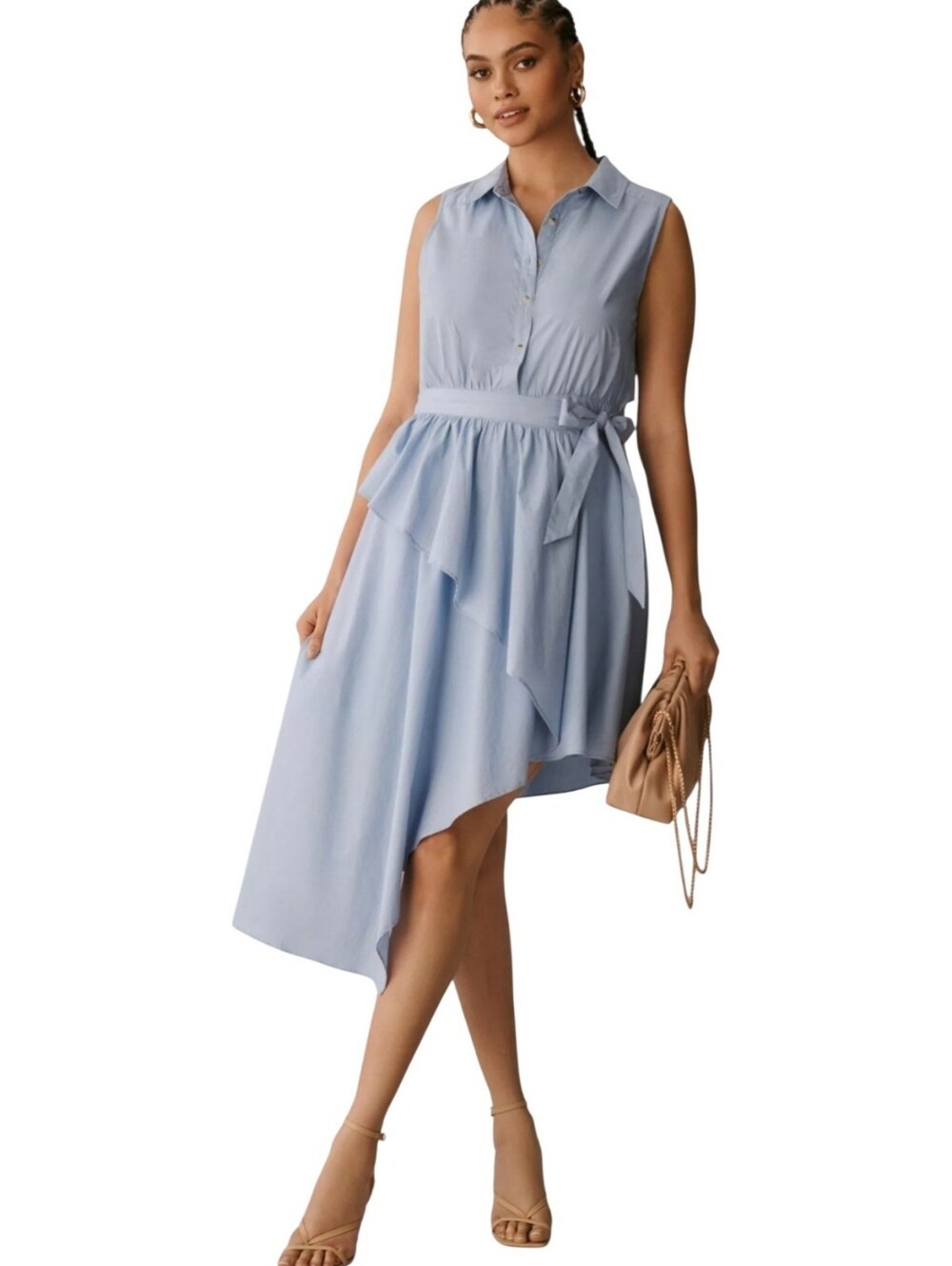 Maeve by Anthropologie Blue Asymetrical Cotton Shirtdress Size 6